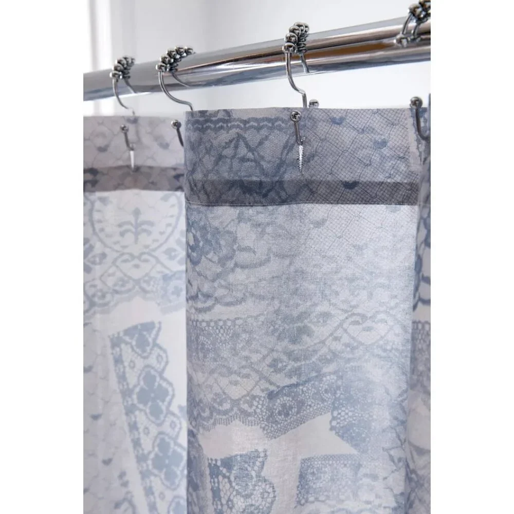 Urban Outfitters Torn Lacey Shower Curtain Blue Floral 72in x 72in